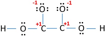 mark charges on atoms in H2C2O4 lewis structure drawing